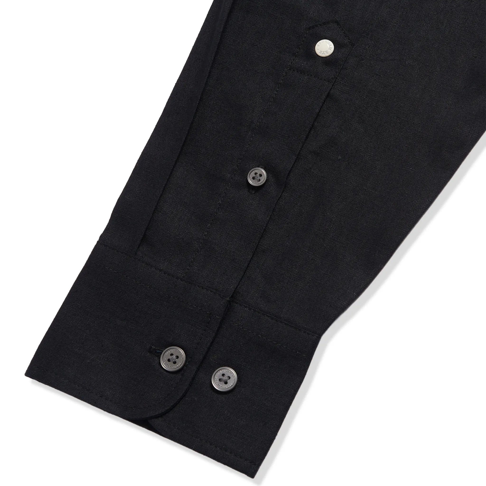 Detailed View of Peckham Rye Grove Linen Blend Black Shirt